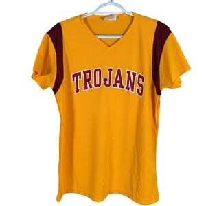 NEW Vintage 80s Dodger USC Trojans Jersey Shirt Womens L Gold Maroon V-Neck USA